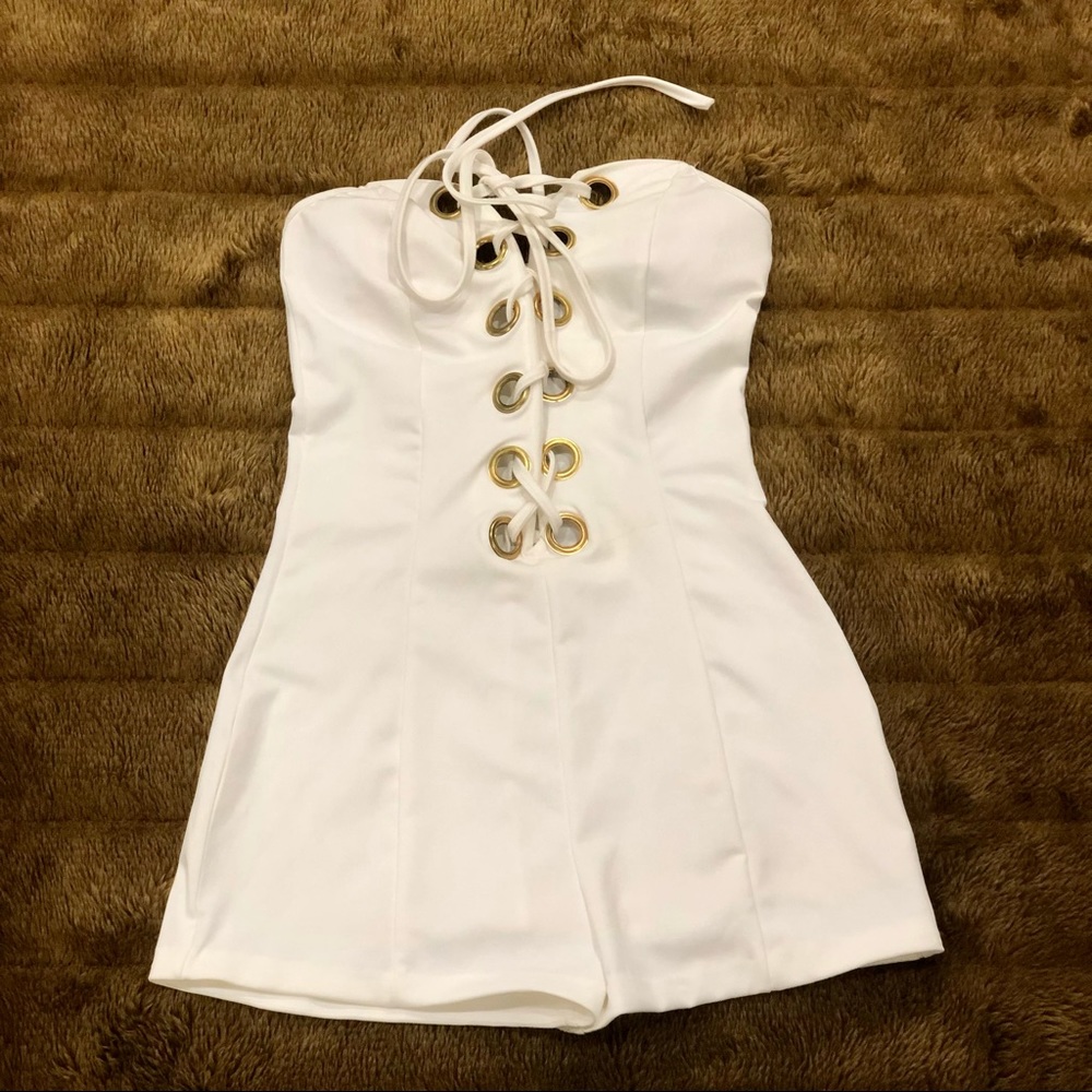 Cute White Tie Front Romper